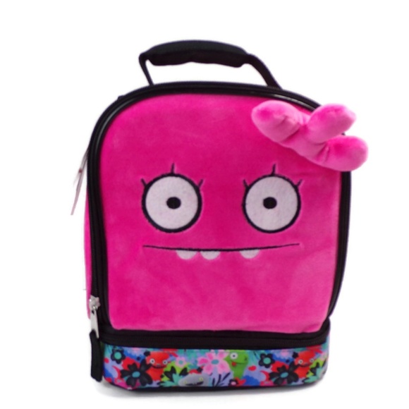 UglyDolls Kids Pink Insulated Lunch Box Dual Compartment Double Zip Lunch Bag - Picture 1 of 7